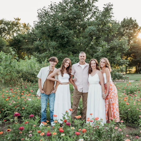 Bright and colorful family portraits at a flower farm near Milwaukee