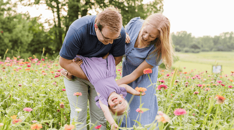 Family Photo Sessions in Flower Fields Near Milwaukee | First Roots Farm