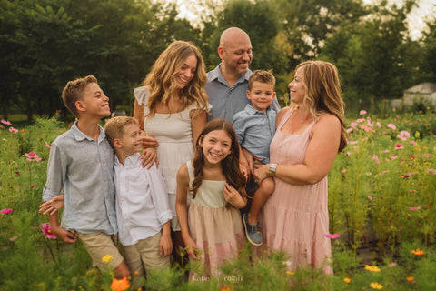 First Roots Farm Oconomowoc, WI Family Photo session in flower fields with Katiebee Photography 