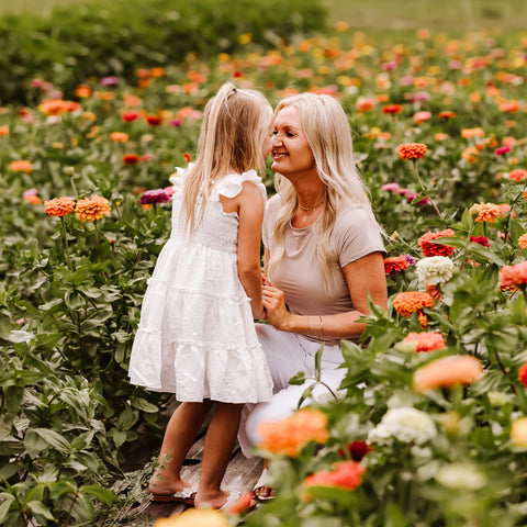 Family Photos in Flower Field at First Roots Farm Near Milwaukee WI 
