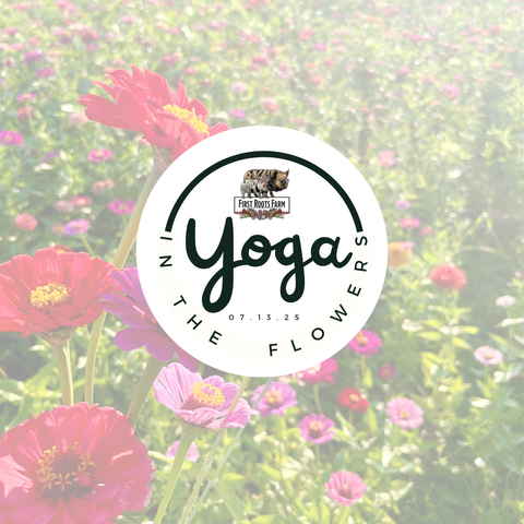First Roots Farm in Oconomowoc, WI, offers a peaceful flower farm setting for Yoga in the Flowers. Located near Hartland, Delafield, Pewaukee, Waukesha, Brookfield, and beyond, our farm provides a serene, nature-filled backdrop for outdoor yoga, meditation, and relaxation.