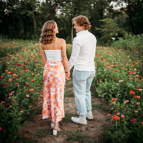 Strolling through flower fields at First Roots Farm in Oconomowoc, Wisconsin