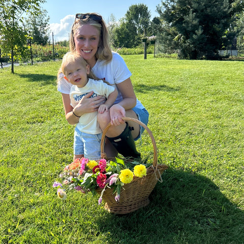 Sweet summer morning with kids at a Wisconsin flower farm.