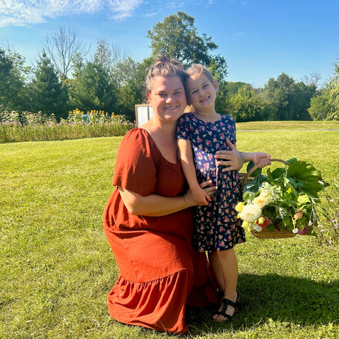 Family uPick flower experience after Story Time at First Roots Farm.
